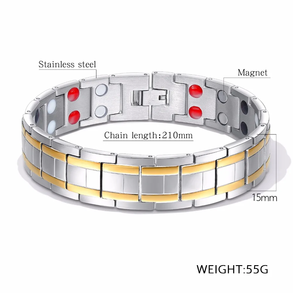 Мужской Магнитный Браслет, титановые браслеты для терапии для мужчин здоровый Гладкий Браслет для облегчения боли с удалением свободного соединения