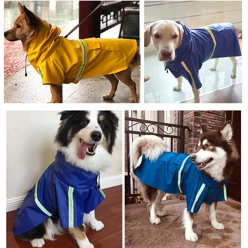 

Waterproof Dog Rain Coat Reflective Dog Rain Jacket Safety Rainwear labrador Poncho Clothes Outdoor Large Dog Raincoat 35