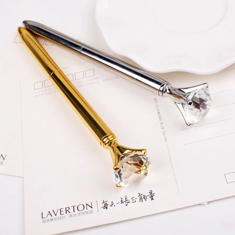 

Big Diamond Metal Ball Pen Gold / Silver / Rose Gold High Quality Fashion Business Pen Friend'S Gift