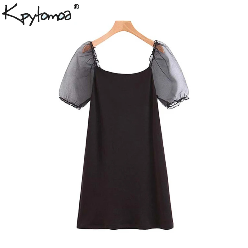 

Vintage Chic Patchwork Stretchy Mini Dress Women 2019 Fashion Square Collar Short Sleeve Sexy Dresses Casual Vestidos Mujer