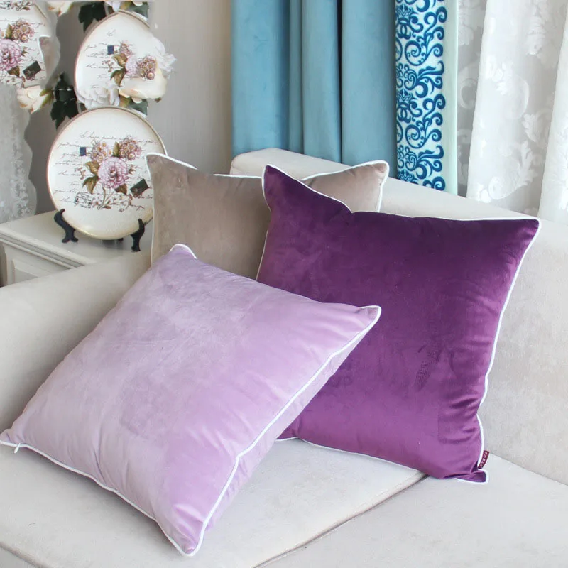 European style Solid color Simple Pillow sofa Cushion car Lumbar pillow High grade Sleeper cover