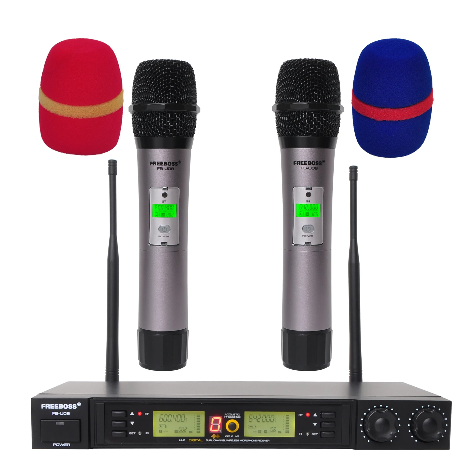 Freeboss FB-U08 2 Way 200 Каналы PLL ИК УВЧ Беспроводной микрофон с КПК для Karoke KTV вечерние UHF