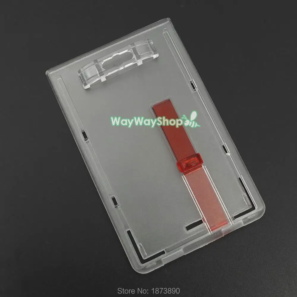 

5 pcs ID Card Holder Badge Vertical ejector slider Out Tab Reel Retractable Red & Clear 59mmx93mm
