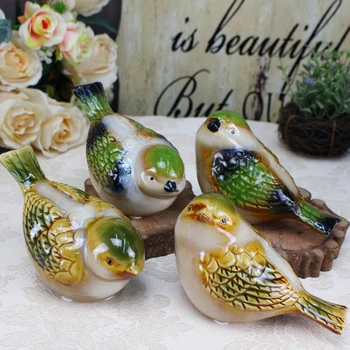 

2pcs Ceramic Birds Room Decoration Handicraft Animal Bird Figurines Couple Porcelain Ornament Cute Wedding Decorations