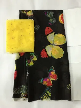 

french lace fabric pure silk fabric satin fabric for dress african lace 2019 nigrian gele headtie 5+2yard/piece