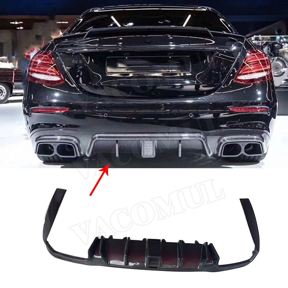 E класс углеродного волокна задний бампер для губ Диффузор с светом для Benz W213 E200 E260 E300 E63 AMG B стиль