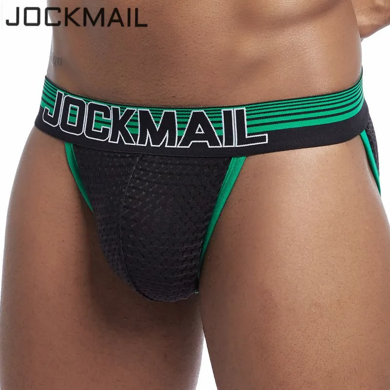 Трусы бикини JOCKMAIL мужские Брендовое нижнее белье пикантные танга сетчатые