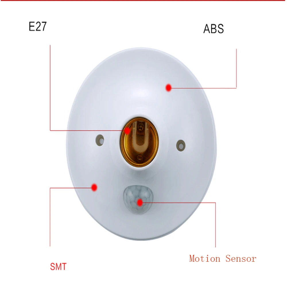 Потолочная пластина, датчик движения, e27, держатель, умная розетка, AC 110V 220 V, светодиодный инфракрасный PIR E27, Цоколи для ламп, патрон лампы, патроны