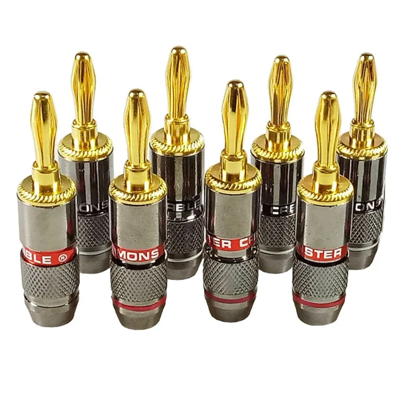 24K Gold Plated Copper Monsters Zinc Alloy Banana Plug Speaker Adapter Screw Audio Video Connectors