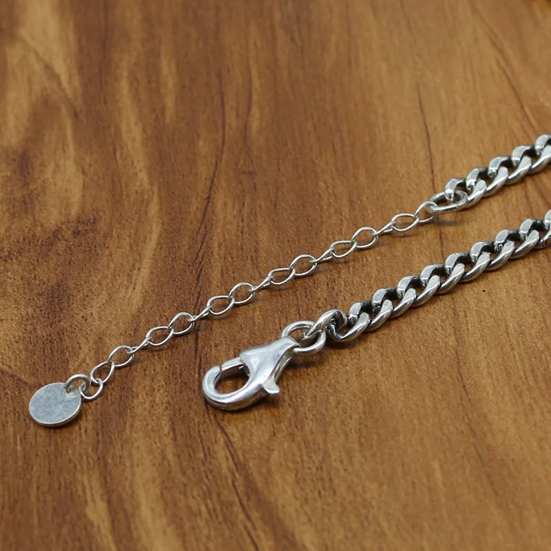 S925 Sterling Silver Jewelry Thai Silver Retro Twist Braid Necklace Men