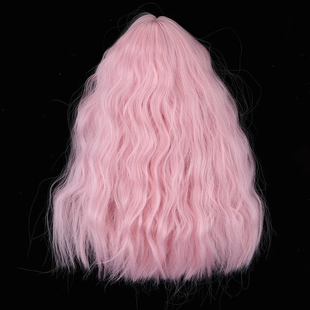 1/4 BJD Long Loose Wave Wig Hairpiece for Dollfie MSD DZ Dolls Clothes Decor Kits Pink