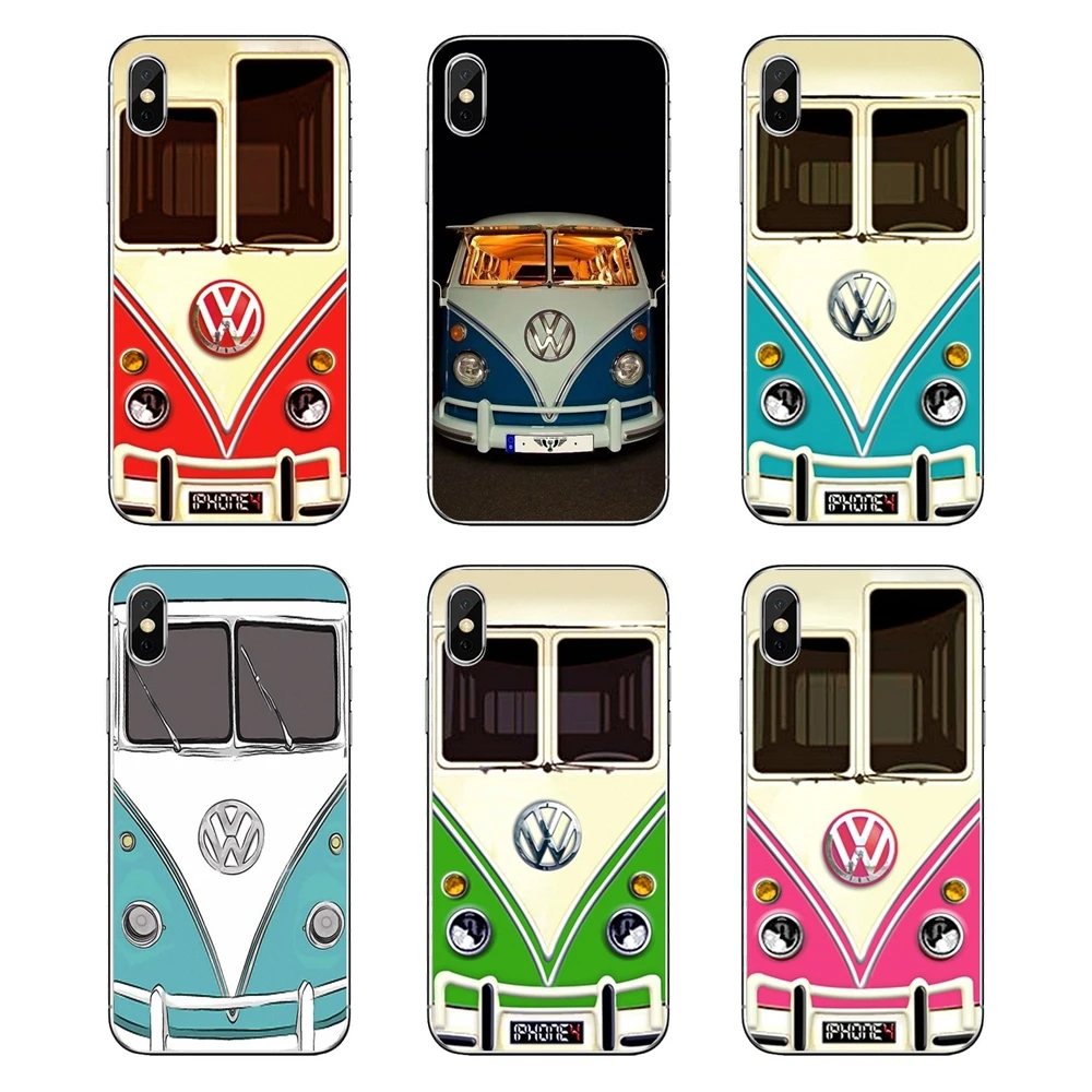 

Transparent TPU Covers For LG G7 Q6 Q7 Q8 Q9 V30 X Power 2 3 For OnePlus 3T 5T 6T Vintage Volkswagen VW Minibus T1 Pink Blue BUS