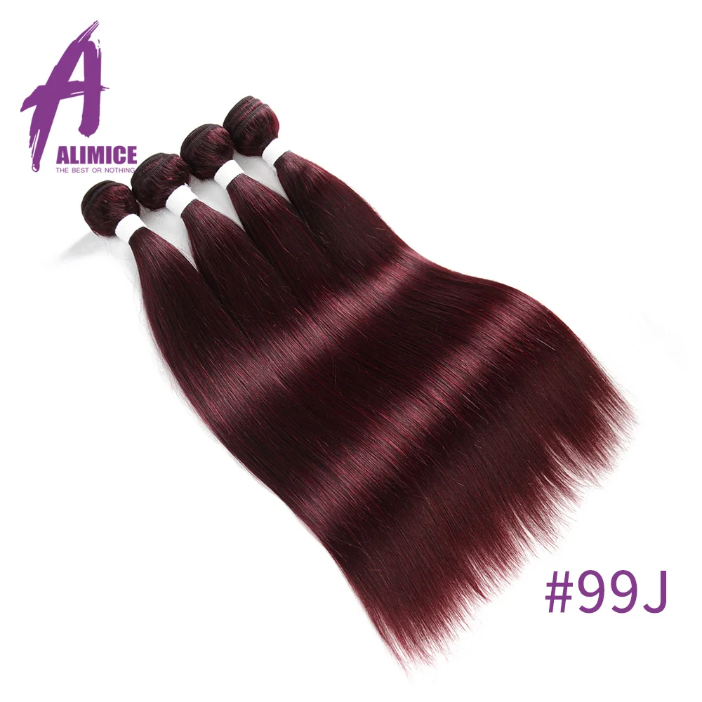 Alimice Peruvian Straight Hair Bundles Human Hair Extensions 4Bundles #1B#4#27#30#33#99Burgundy Ombre Hair 8-26inches Remy (7)
