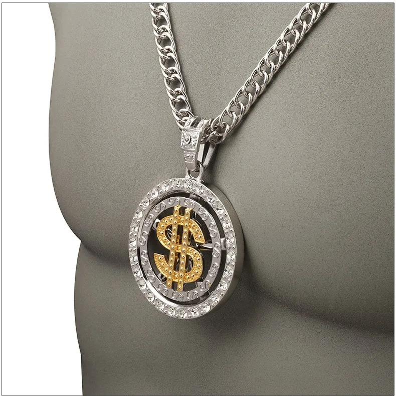 Хип-хоп Модное Элегантное Золотое массивное ожерелье для женщин и мужчин классический стиль роторный доллар tide хип хоп ювелирные изделия ожерелья