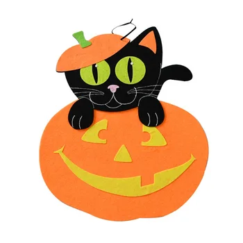 

Creative Halloween Hanging Pendant Cute Pumpkin Cat Felt Pendant Candy Tote Bag Hanging Ornament (Orange)