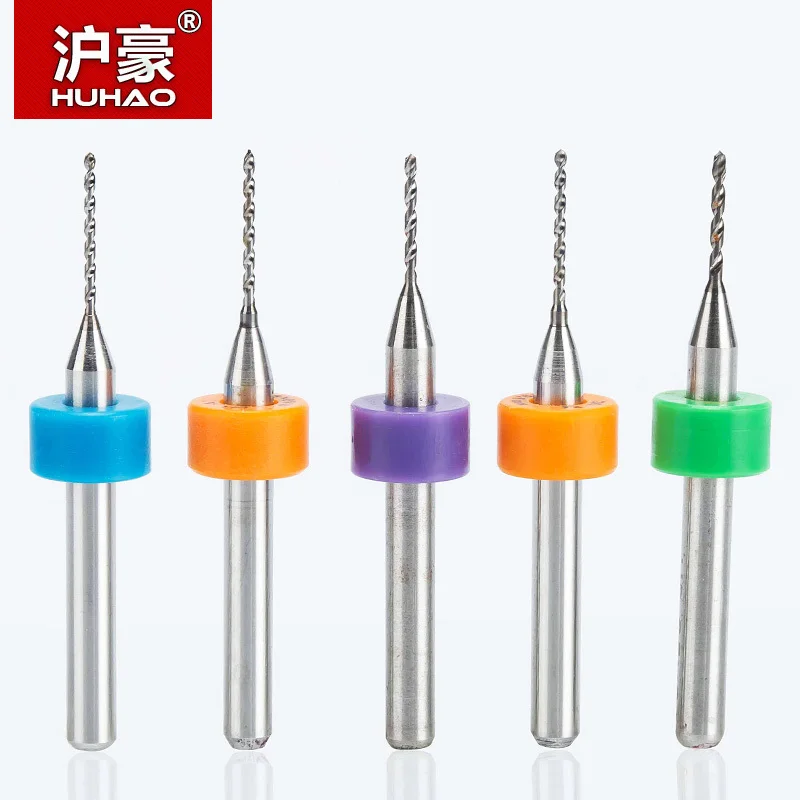 HUHAO 10pc 3.175mm Micro Mini pcb Drill Bits Set CNC tungsten steel for print circuit board Engraving end mill 0.2-1.2mm | Инструменты