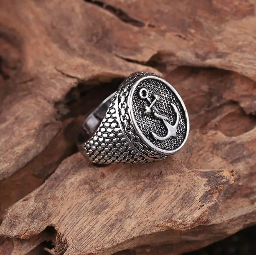 

Punk Rock Fashion Anchor Rings For Men A Women Color Silver Heavy Metals Punk Rock Ring Vintage Animal Jewelry