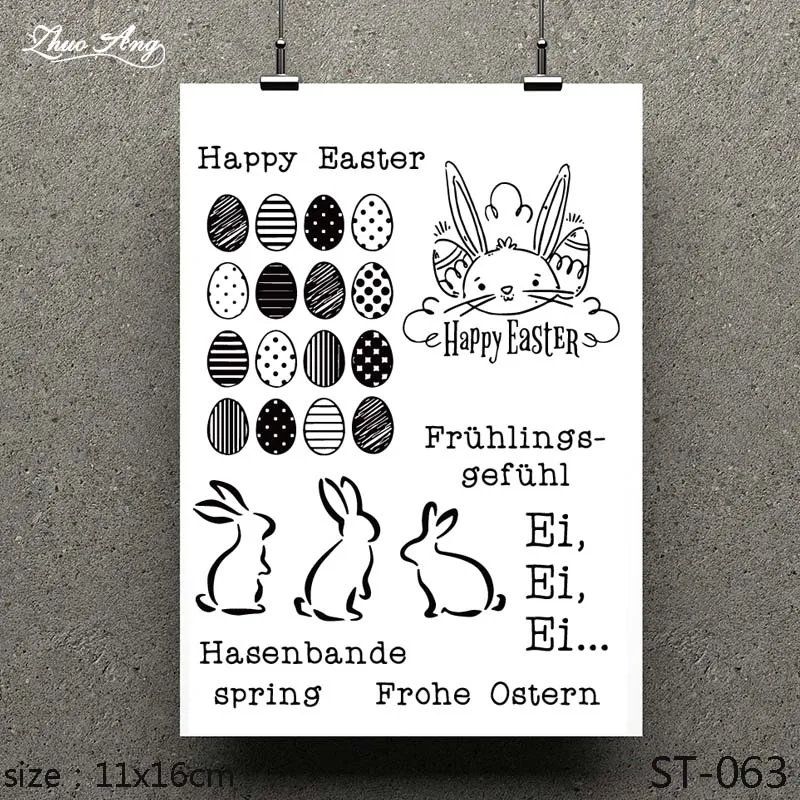 

ZhuoAng 2019 New Easter Bunny and Eggs Clear Stamp Scrapbook Rubber Stamp Stamp Paper Craft Clear Stamp Card Maker