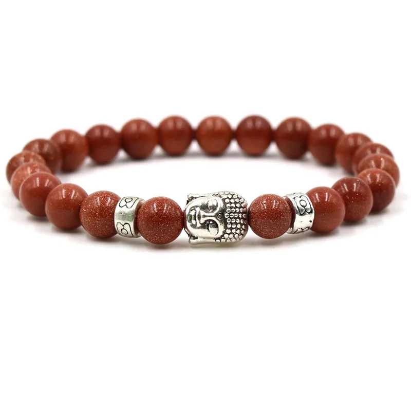 fashion handmade natural stone black beaded bracelet charm men's Buddha head bracelet personality men's jewelry - Окраска металла: ZT027-3