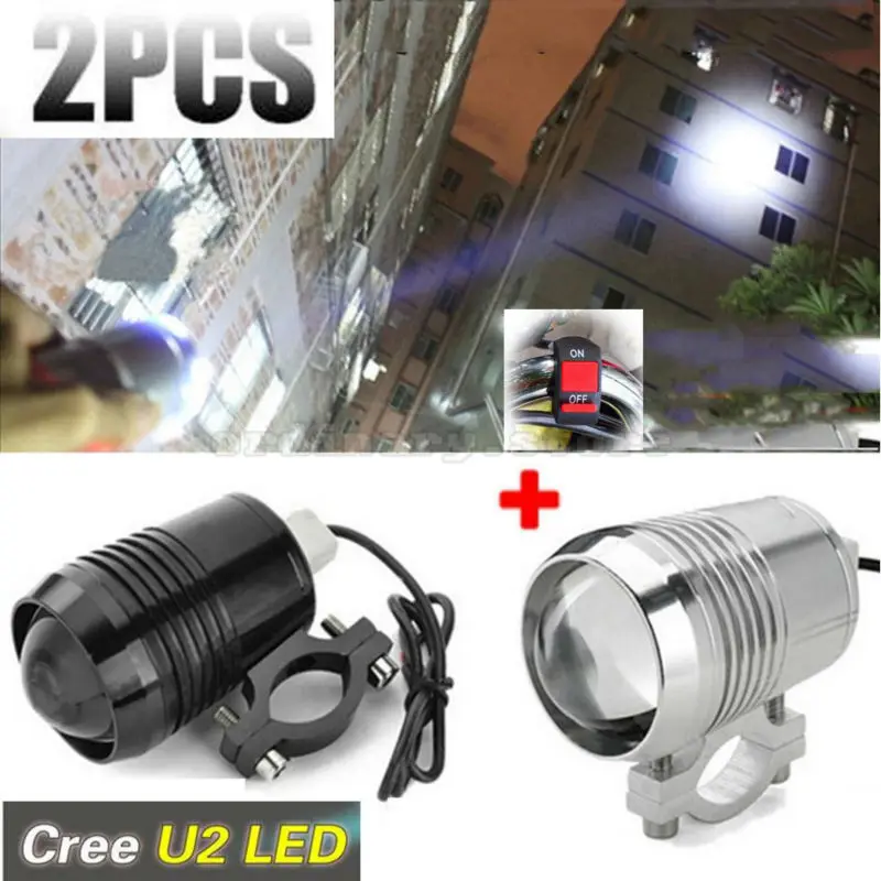

2pcs Super Bright Motorcycle Driving LED Headlight For U2 30W Spotlight Moto Fog Spot Light Night Waterproof With 1pcs Switch