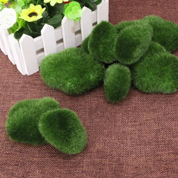 

10pcs Artificial Moss Stones Grass Green Plant Home Garden Decor Landscape