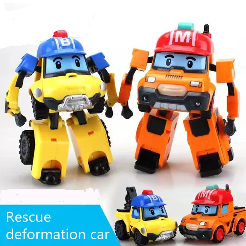

New Korean Cartoon Traffic Safety with Poli Road Rescue Vehicle Car Transformation Robot Model Boy Educational Toys for Children