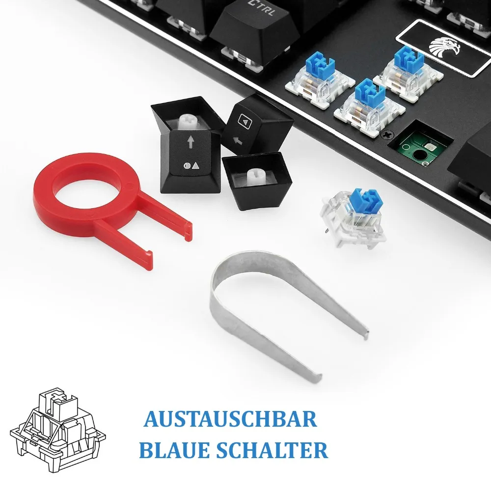 RGB светодиодный подсветка Механическая игровая клавиатура Алюминий 105 клавиши qwertz Немецкая раскладка анти-ореолы геймерская клавиатура, Z-88 Орел черный