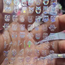 Кристальная блестящая Снежинка наклейки для ногтей-голографические радужные Мультяшные наклейки для ногтей для дизайна ногтей радужные наклейки для ногтей 12 листов