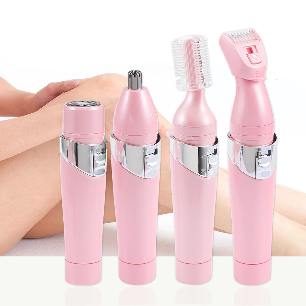 

4-In-1 Portable Electric Epilator Shaver Nose Clipper Eyebrow Shaving Machine For Women Hair Remove Cutter Body Beauty Tool