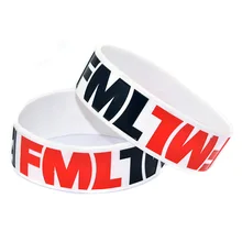 OBH 2 шт один дюйм широкий FML Joking Силиконовый браслет черный и белый цвет