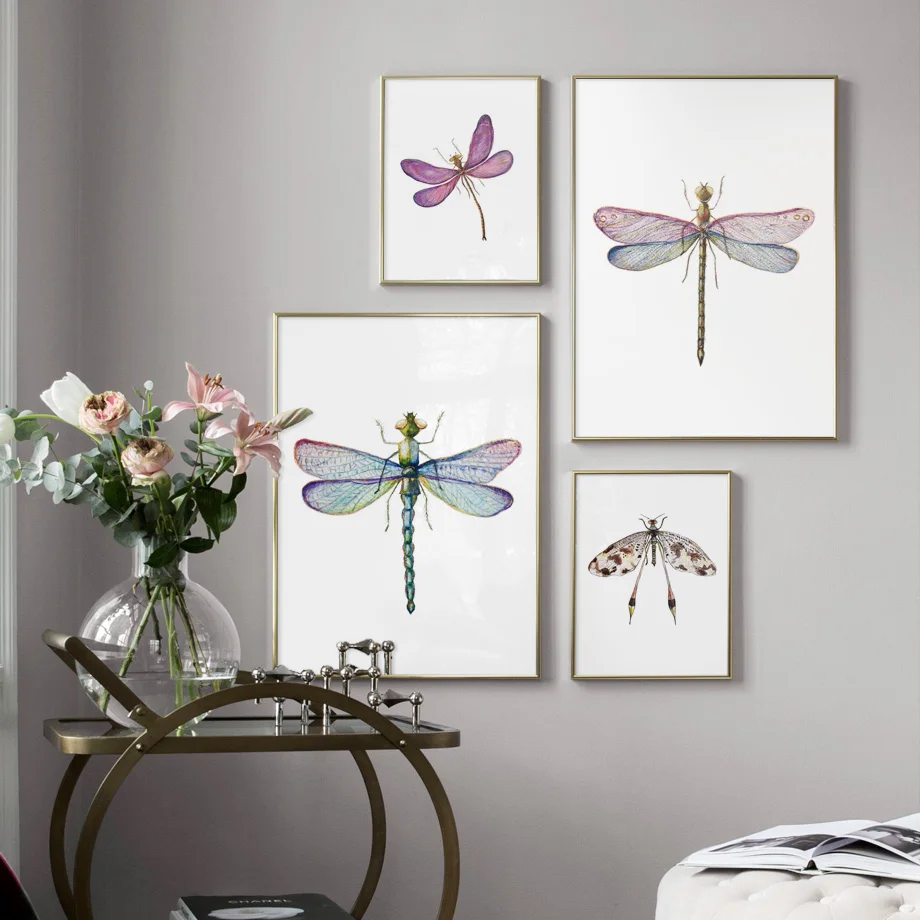 

Canvas Printed Poster Home Decor Nordic Lovely Colour Dragonfly Fresh HD Painting Wall Art Pictures Living Room Modular