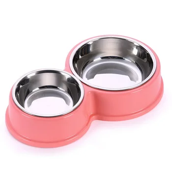 

Stainless Steel Dog Bowl Pet Double Bowls Plastic 8 Shaped Cat Food Bowls Water Container for Puppy Small Dogs Feeding Feeders