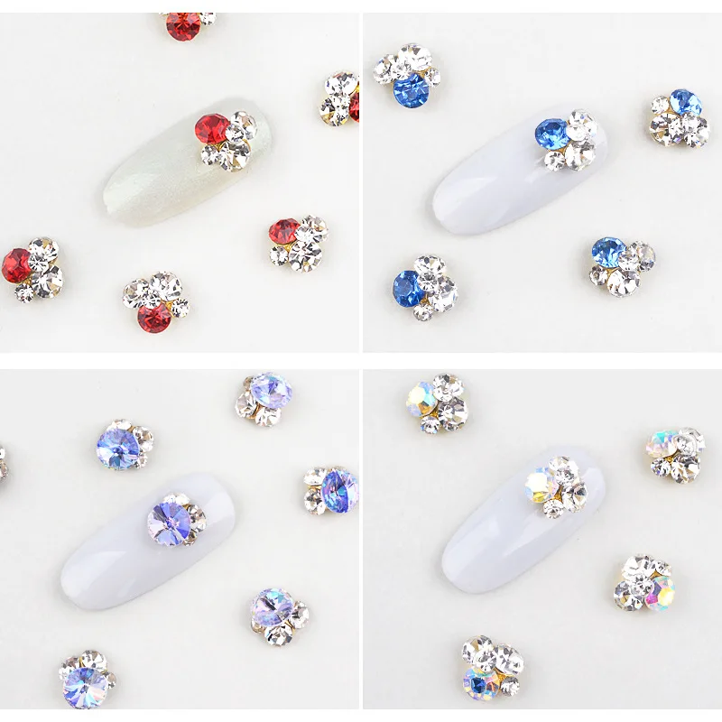 New 10pcs Crystal Bright Stones Nail Rhinestone Alloy Nail Art Decorations Glitter DIY 3D Nail Jewelry Pendant