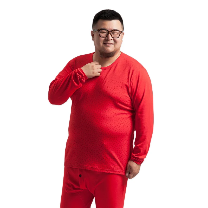 

plus size 5xl Sexy red autumn thin cotton underwear men pajamas sets long sleeves long johns for male pyjamas men New 130kg