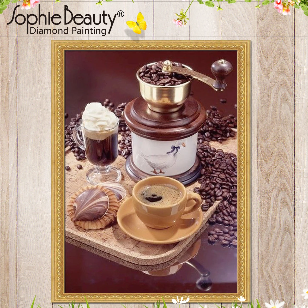 Картина из квадратных страз сделай сам Sophie Beauty 5D с кофейной чашкой 3D вышивка