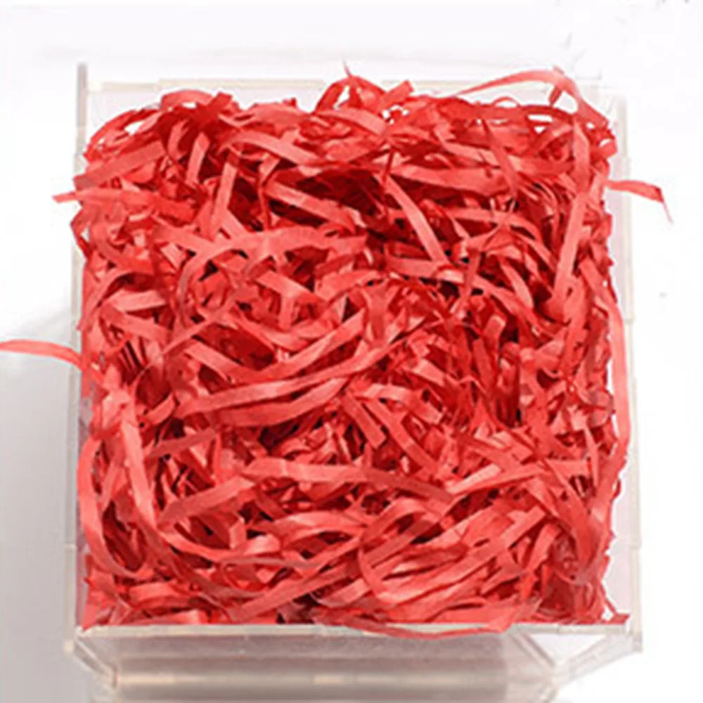 red 100 г красочная нарезанная бумага Raffia наполнитель подарочной коробки Свадебные украшения в виде единорога Crinkle Cut бумага Shred упаковка подарочный пакет - Цвет: red