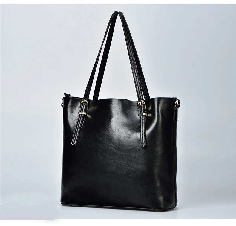 GESUNRY Brand 2018 Fashion Women Handbag Genuine Leather Women Bag Soft Oil Wax Leather Shoulder Bag Large Capacity Casual Tote (10)