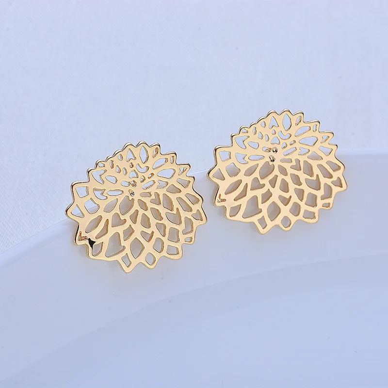 

Stud Earrings Post Hanger Connector Linkers Filigree Leaf Base Brass Metal Findings DIY 24K Gold Color Dangle Earrings Making