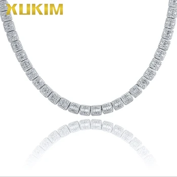 

CH108 Xukim Jewelry Gold Square Chain Hip Hop Tennic Chain Necklace