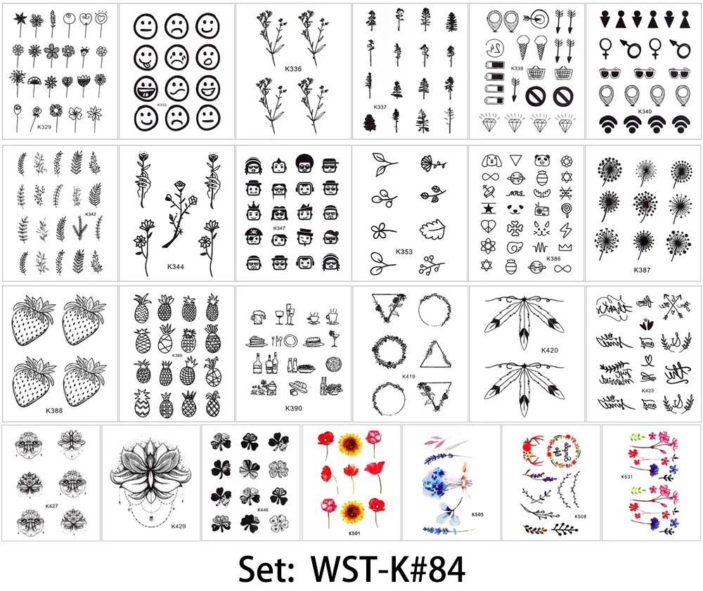 Glaryyears 25 шт./компл. крошечные Временные татуировки Стикеры WST-K акварель животных наклейка Поддельные Черный изображение для Для женщин мужской боди-арт "сделай сам"