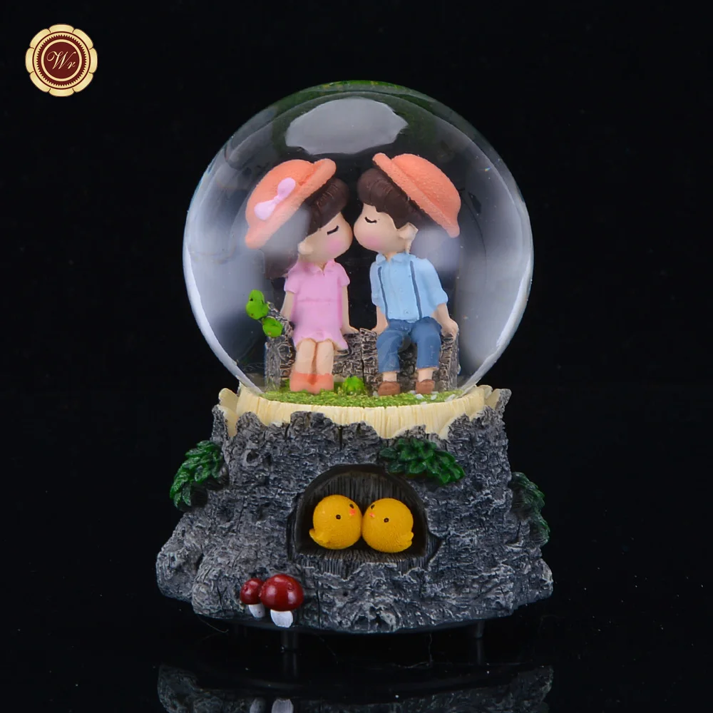 Aliexpress Buy WR Musical Box Lighted Snow Globe Christmas Light Crystal Music Box Lovers Kiss Merry Christmas Frees Shipping from Reliable christmas