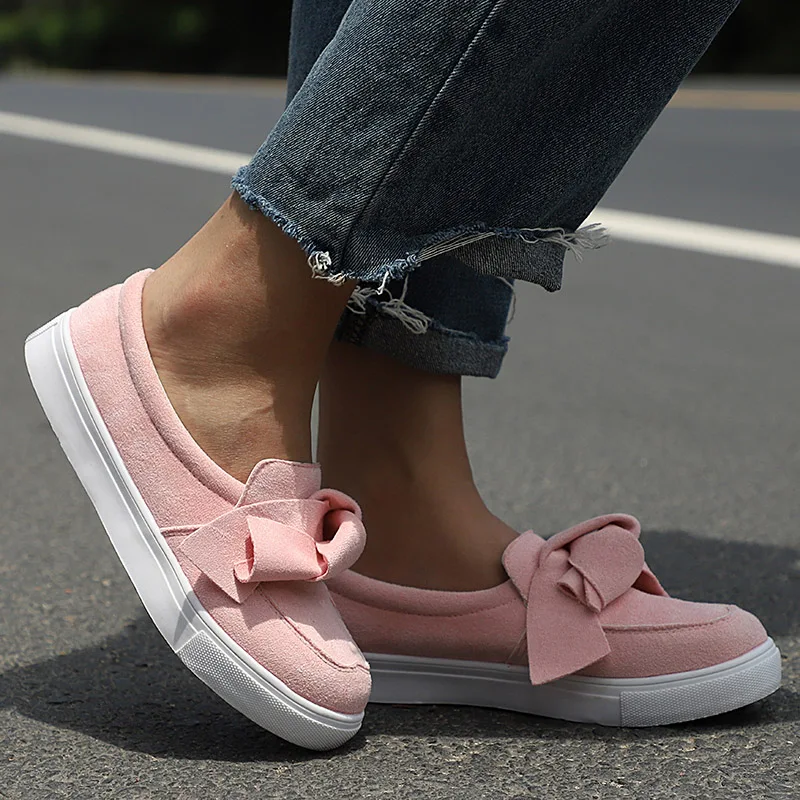 

Bow Women Vulcanize Shoes Slip On Women Sneakers Flock Tenis Feminino Casual Women Casual Shoes Plus Size Scarpe Donna Footwear
