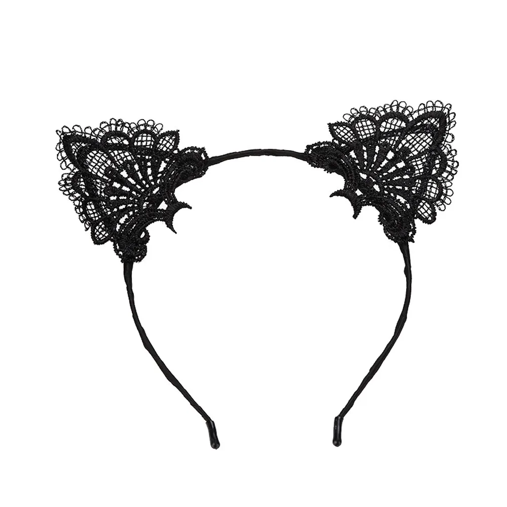 

Hairband Women Lace Lovely Cat Ear Head Chain Jewelry Hair Band Holiday Head Headband Black New fashion design hot sale z1027