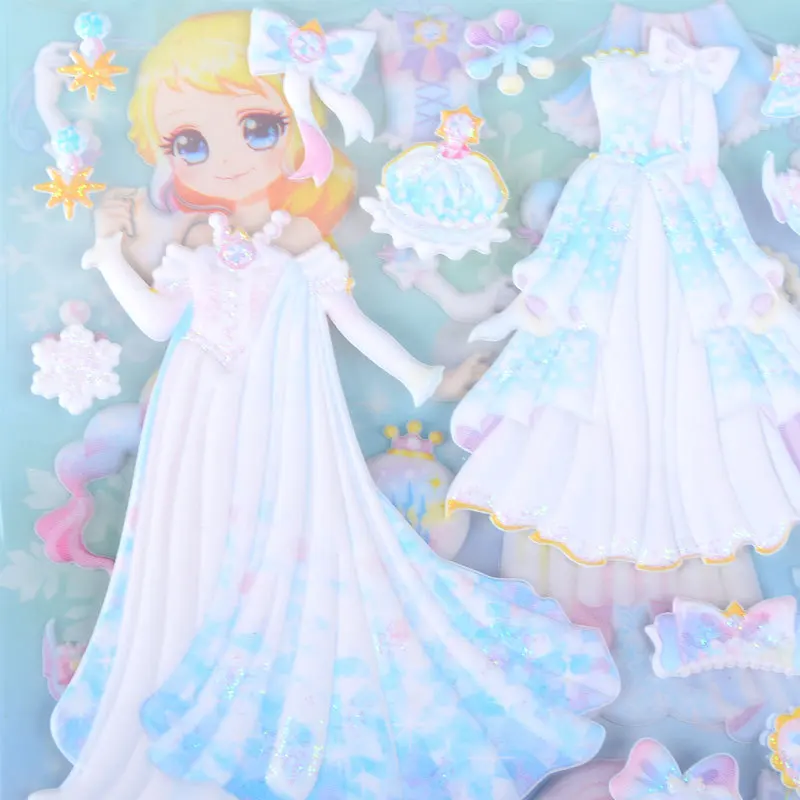 Случайный стиль принцесса стикеры обувь для девочек 3D Kawaii Ноутбук платье девушка