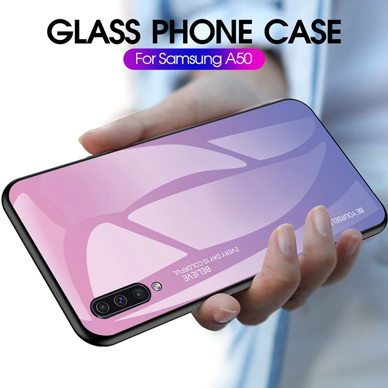 Градиент Стекло чехол для samsung Galaxy A10 A20E A30 A40 A50 A60 A70 A9 A8 A6 J4 J6 плюс J8 A7 A5 M10 M20 M30 M40 чехол