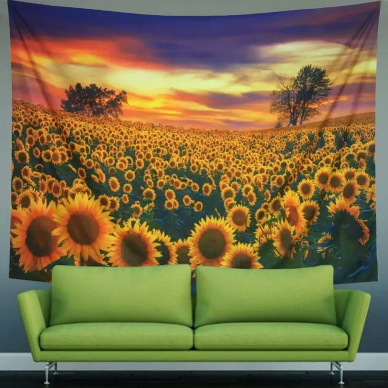 

Sunflower Tapestry Beach Mat Wall Hanging Floral Landscape Art Decorative Sunset Tapestry Yoga Mat For Bedroom Living Room Dorm