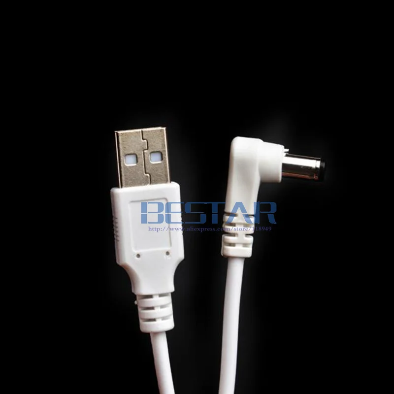 Белый DC локоть силовой кабель штекер USB к DC 5,5*2,1 5,5*2,1 мм 5,5 мм x 2,1 мм 5,5x2,1 мм Jack прямоугольный l-образный зарядный кабель 1 м