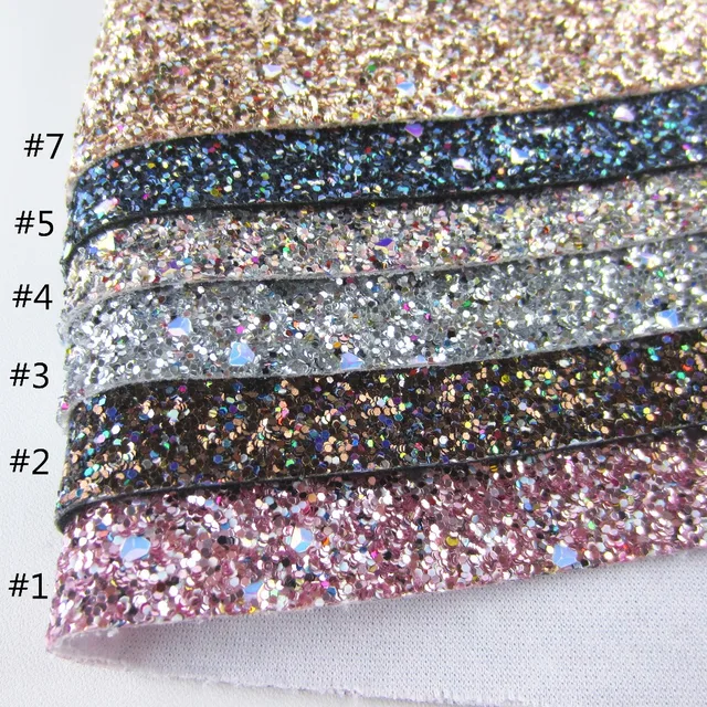 1yard chunky glitter fabric mix color glitter fabric PU leather fabric