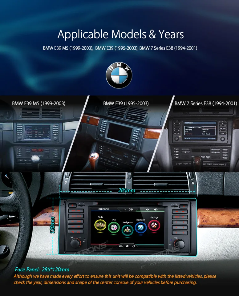 Discount XTRONS 7" HD Car DVD Player 2 din Radio DAB+Canbus GPS Navigation For BMW 5 Series E39 M5 1999-2003 / 7 Series  E38 1994-2001 2
