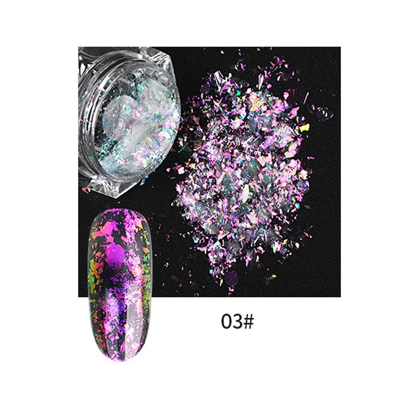 Nail Glitter Sequins Powder Holographic Spangles 3D Nail Art Decoration MH88 - Цвет: as picture